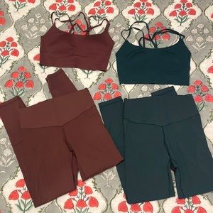 Two matching aerie workout sets (2 sports bras and 2 leggings)